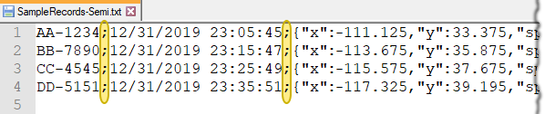 Semicolon separated values with JSON string representations to specify geometry values Semicolon separated values with JSON string representations to specify geometry values